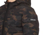 DKNY Men's Quilted Bomber Jacket w/ Hood - Camo