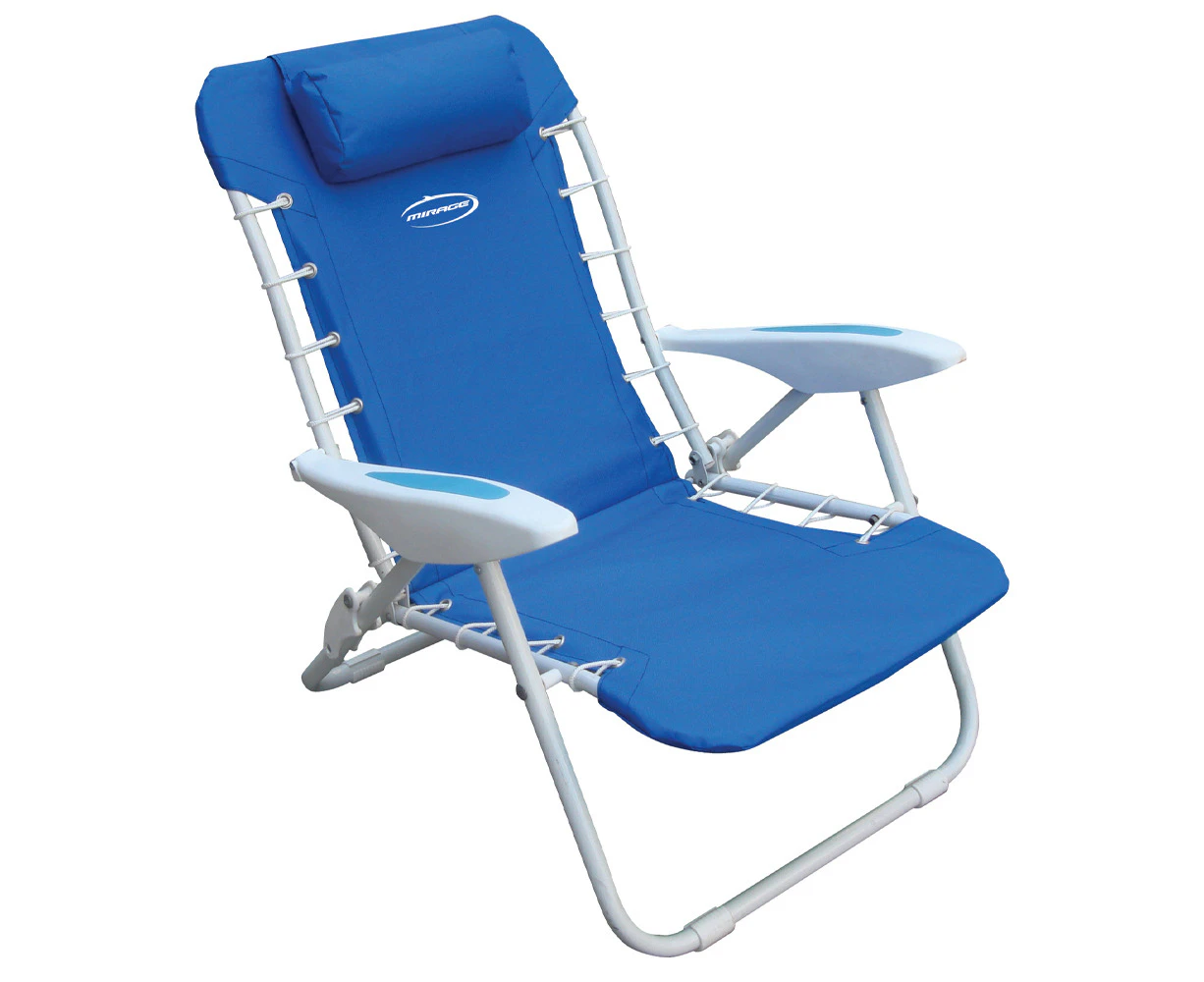 Mirage Deluxe 76cm Beach Chair Seat Outdoor Portable Camping Stool Blue/White