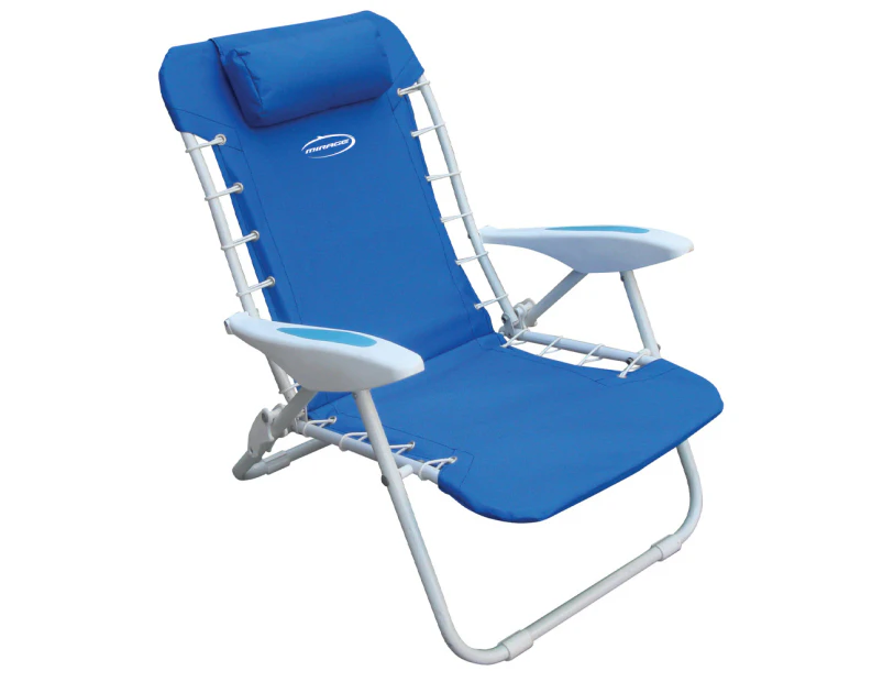 Mirage Deluxe 76cm Beach Chair Seat Outdoor Portable Camping Stool Blue/White