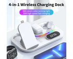 4 in 1 Wireless Charger Stand For iPhone Apple Watch AirPods Pro Samsung S21 Galaxy Watch - Black