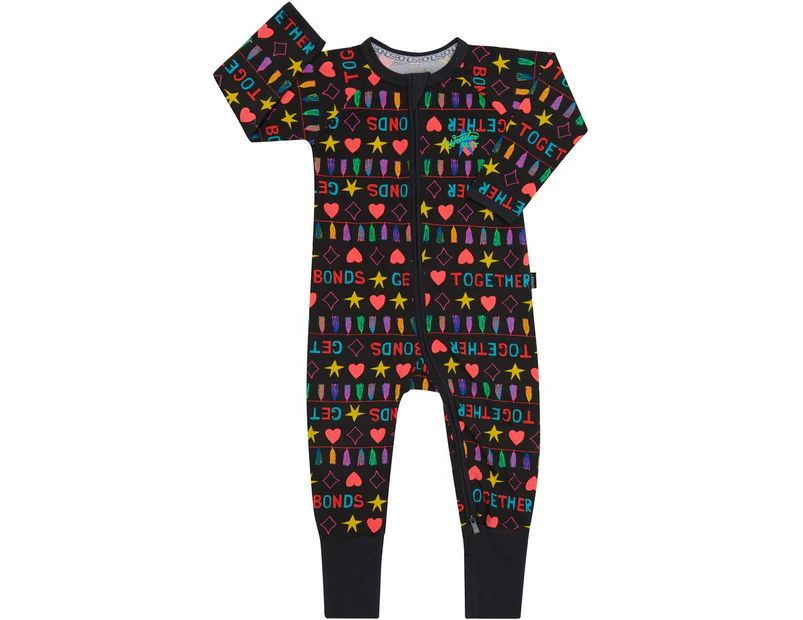 Unisex Baby & Toddler Bonds Baby 2-Way Zip Wondersuit Coverall Black Get Together Cotton/Elastane - Black - Get Together