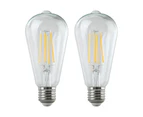 2 x LED ST64 Vintage Filament Light Globe Edison Bulb E27 8W 2700K Warm White SAA