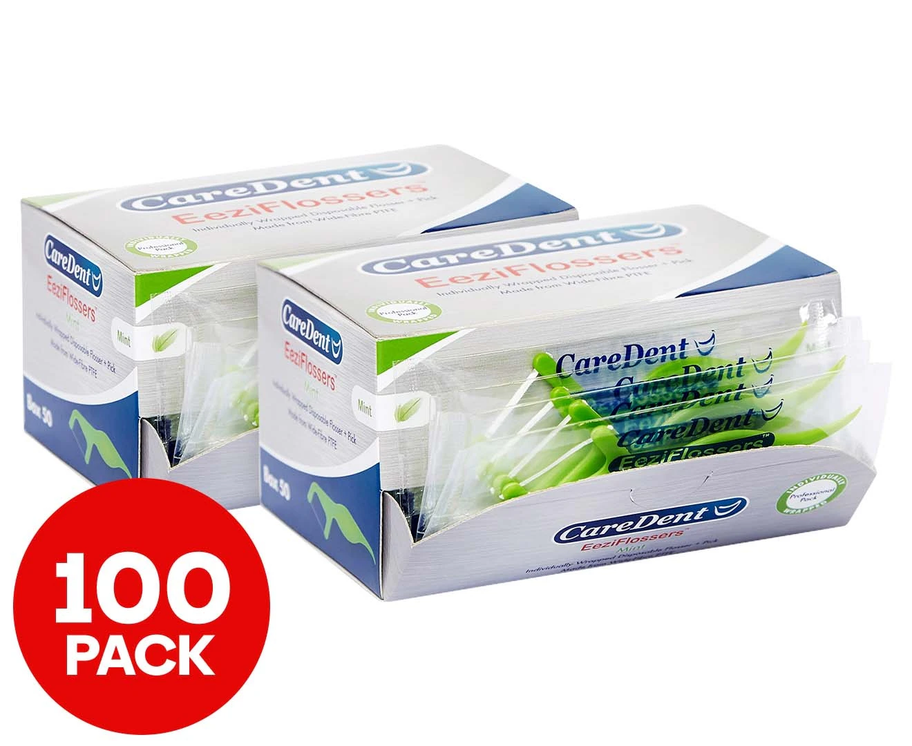 2 x Caredent EeziFlossers Mint 50pk