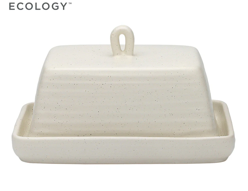 Ecology Ottawa Stoneware Rustic Butter Dish & Tray 17.5cm w/ Handle - Calico