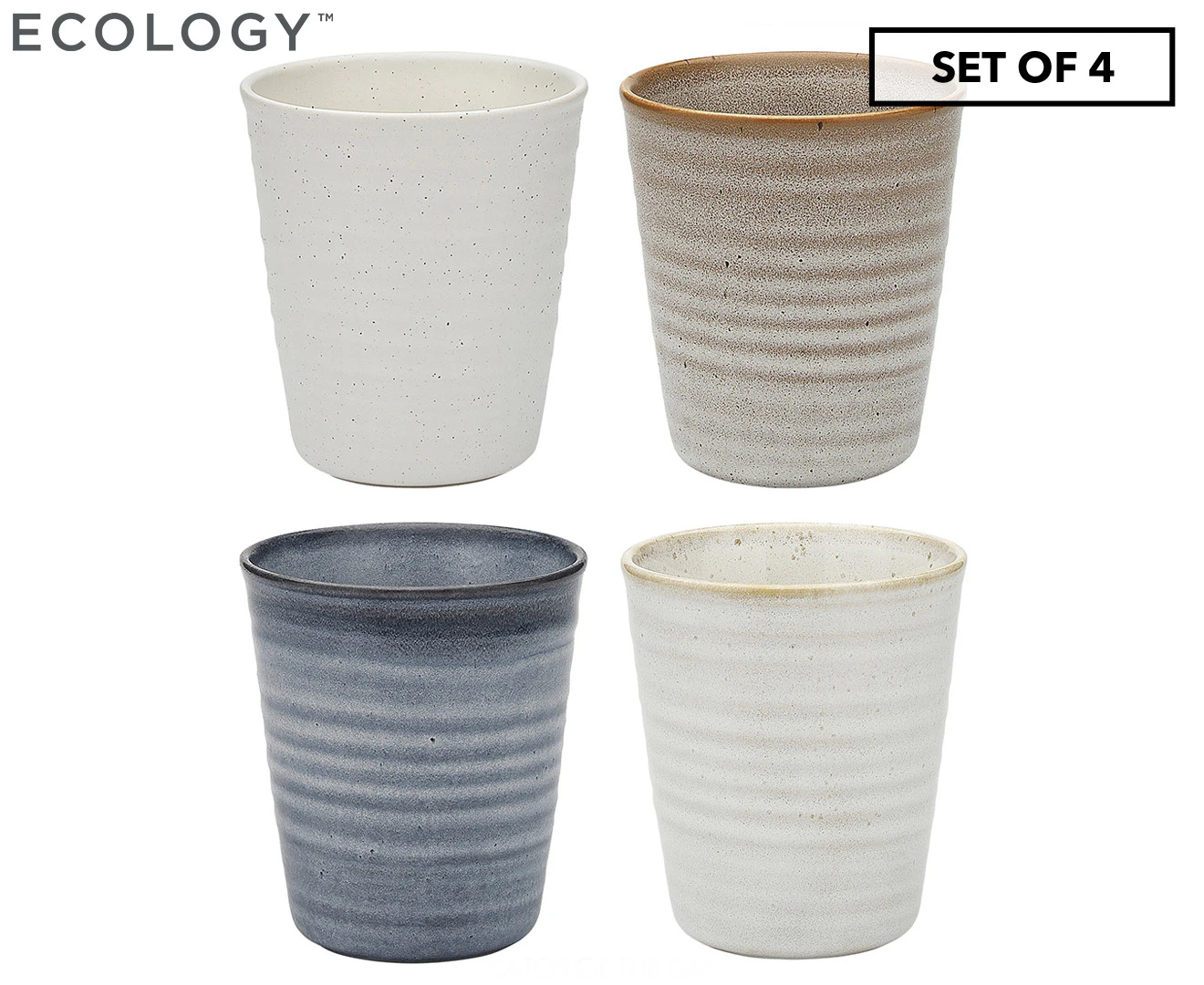 4pc Ecology Ottawa Stoneware Glaze 250ml Espresso Latte Cup/Water Drink Mug Set