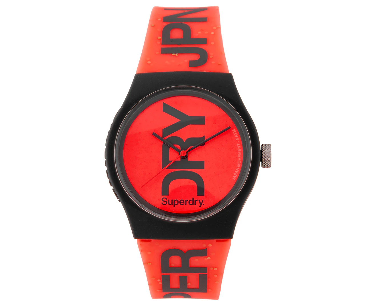 Superdry Women's 38mm Urban Glitter Silicone Watch - Coral