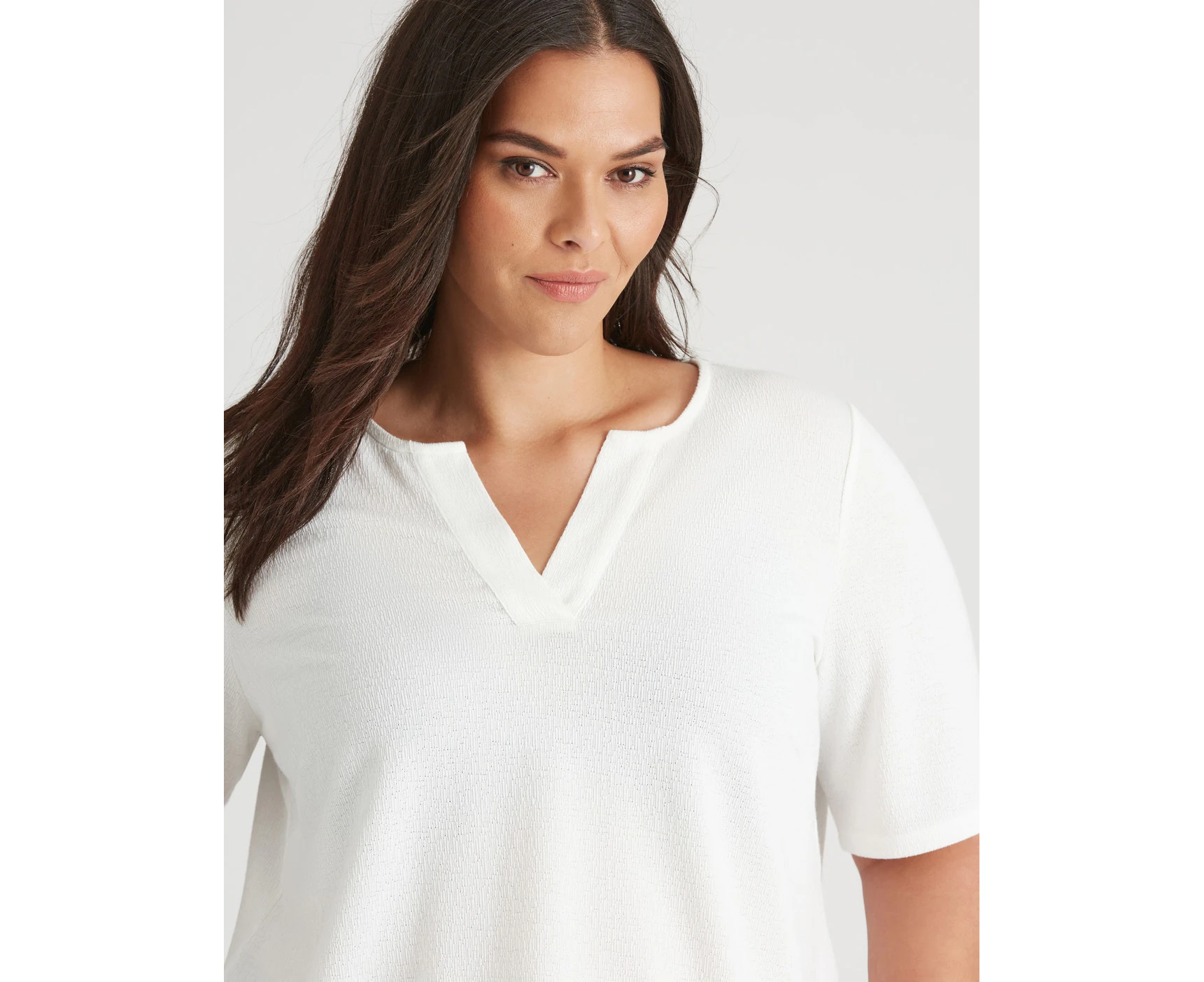 Autograph Knitwear Textured Applique Top - Womens - Plus Size Curvy - White