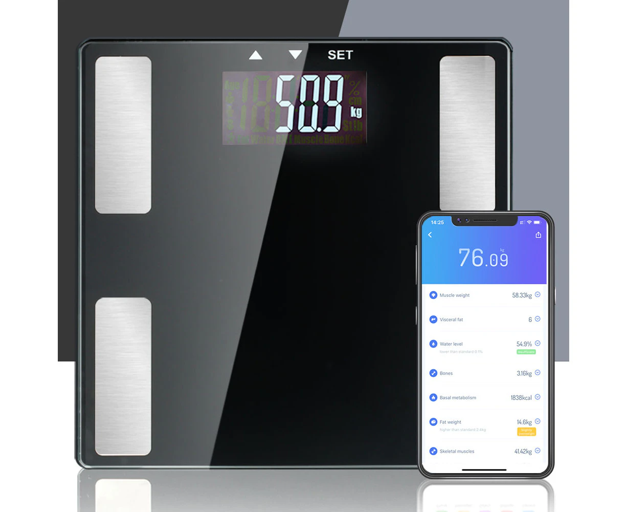 Everfit Body Fat Bathroom Scale Weighing Wireless Bluetooth Gym 180KG