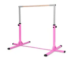 Costway Gymnastics Bar Kids Junior Training Bar Horizontal Kip Bar Sports Adjustable Height Home Gym Equipment, Pink