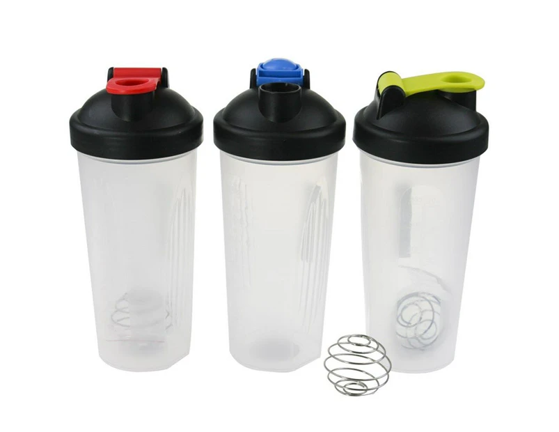 3 Protein Shaker 600ml Supplement Drink Blender Mixer Bottle Steel Ball