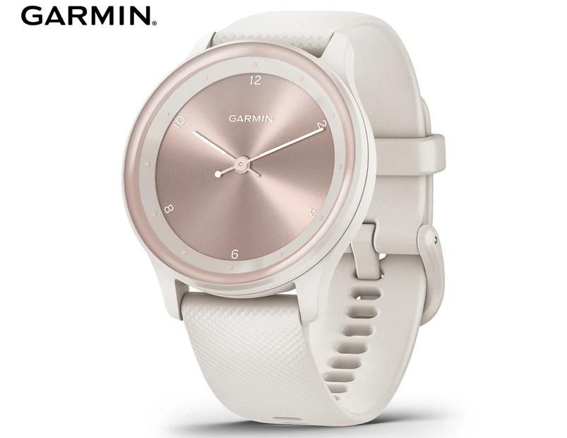 Garmin Vivomove Sport 40mm Hybrid Silicone Smart Watch - Ivory/Peach Gold