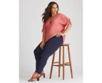 Autograph Super Stretch Regular Length Pants - Womens - Plus Size Curvy - Navy