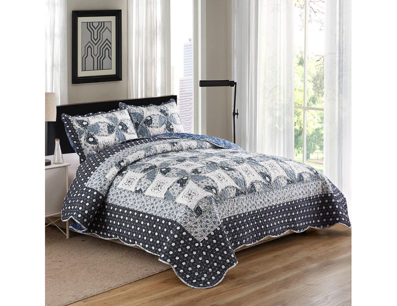 Chic Microfibre Coverlet Bedspread Set Comforter Patchwork Quilt for King & Super King Size Bed 250x270cm 33#