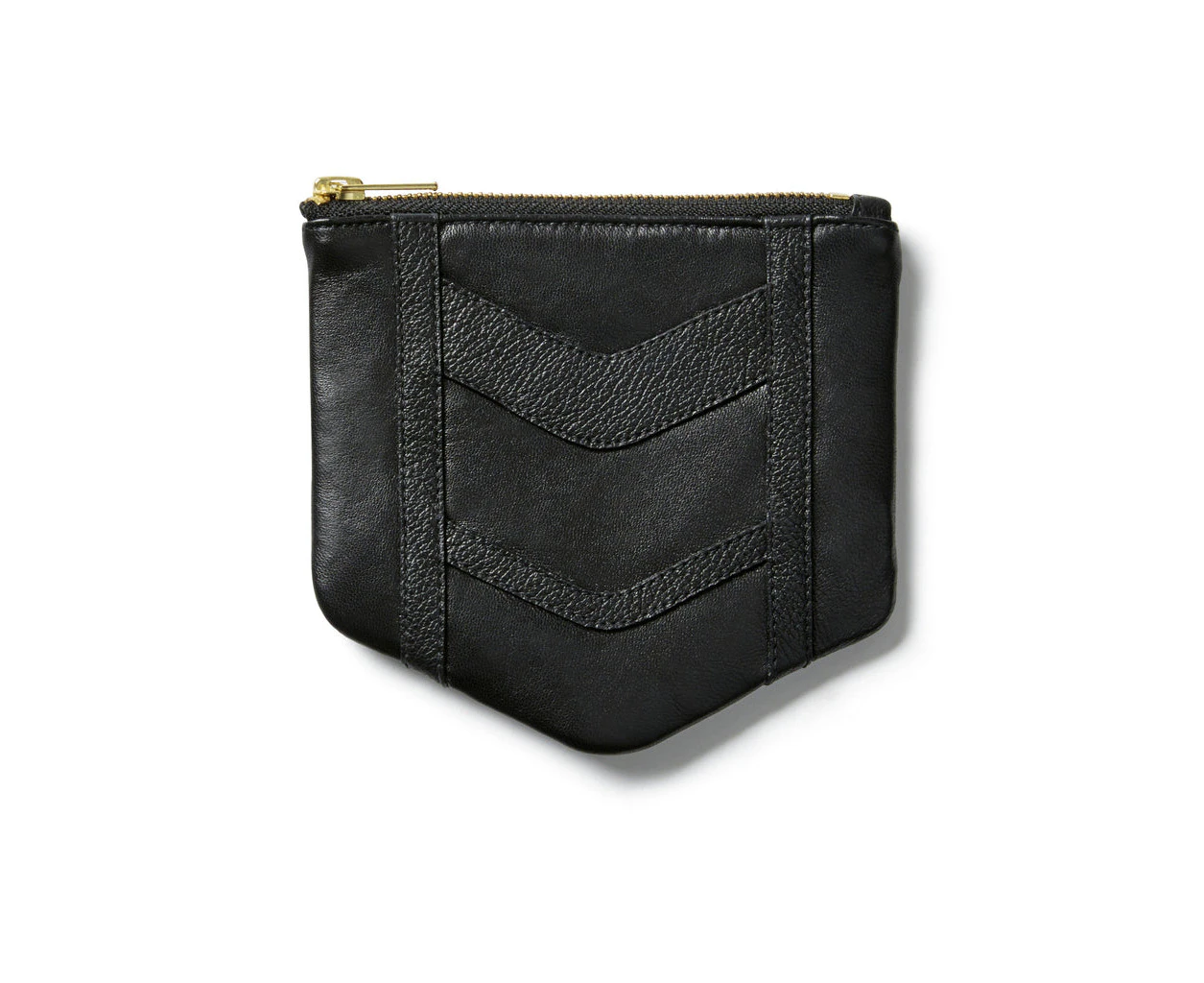 ELLKA Chevron Leather Small Pouch Wallet - Black