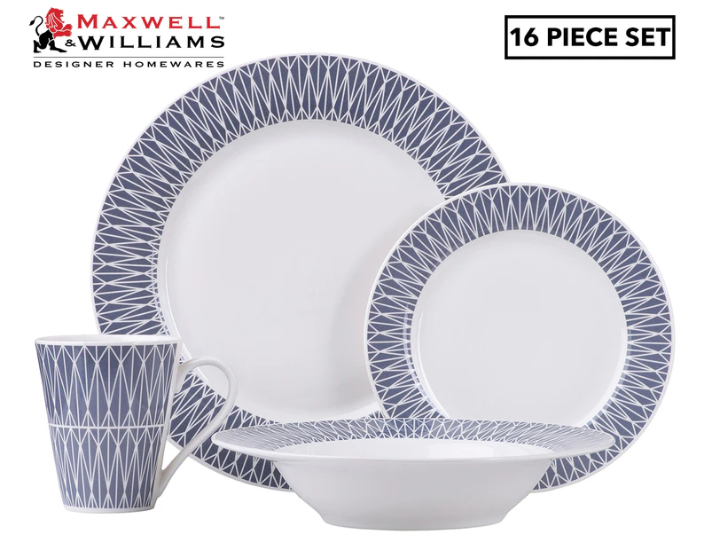 Maxwell & Williams 16-Piece Zenith Rim Dinner Set - Blue