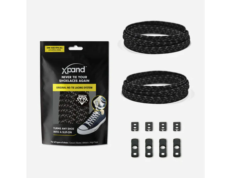 Xpand No-Tie Elastic Shoelace - Black Reflective