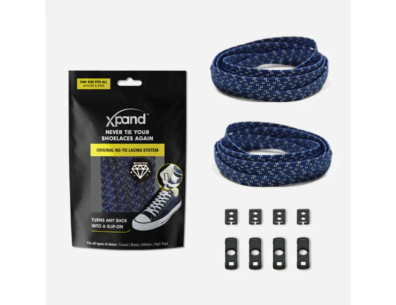 Xpand No-Tie Elastic Shoelace - Navy Reflective