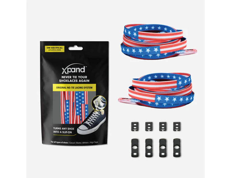 Xpand No-Tie Elastic Shoelace - USA Flag