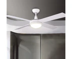 52'' White Ceiling Fan Led Light Remote Control Fans Kit 4 Blades 6-Speeds Noiseless Fans