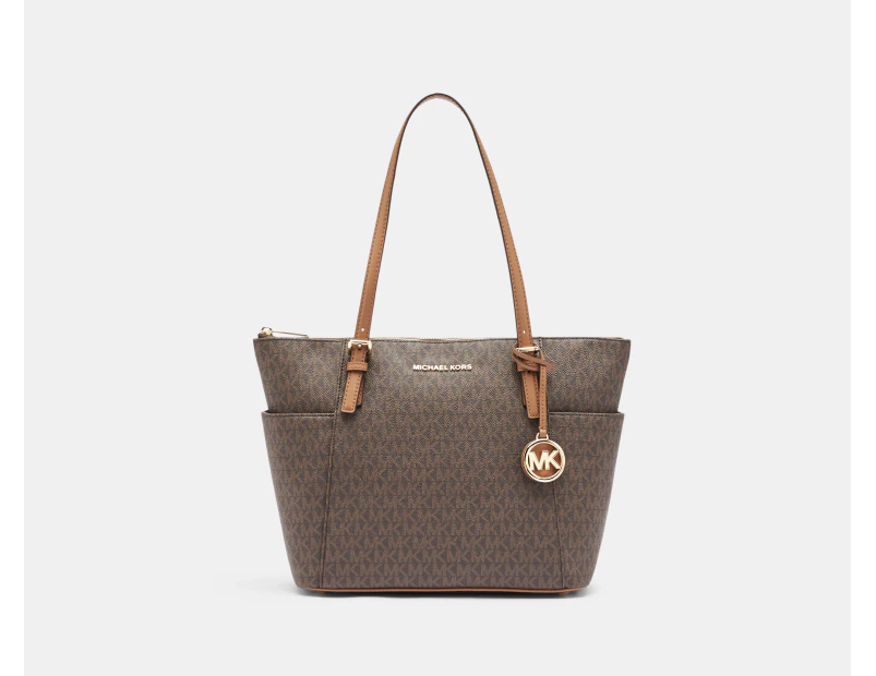 Michael Kors Jet Set Leather Tote Bag - Brown/Acorn