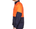 Hard Yakka Men's Long Sleeve Two-Tone Hi-Vis Shirt  - Orange/Navy
