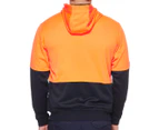 Hard Yakka Men's Two-Tone Brushed Fleece Zip Hoodie - Orange/Navy