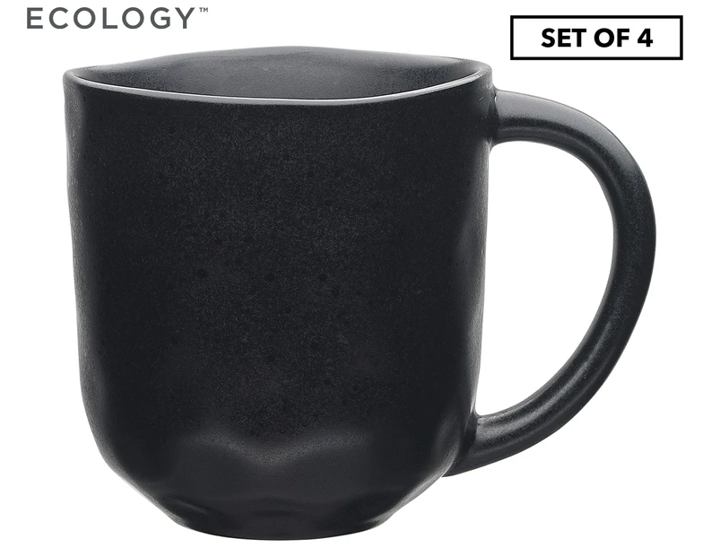 4 x Ecology 410mL Speckle Straight Mug - Ebony