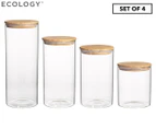 Set of 4 Ecology Pantry Round Canisters - Clear/Natural