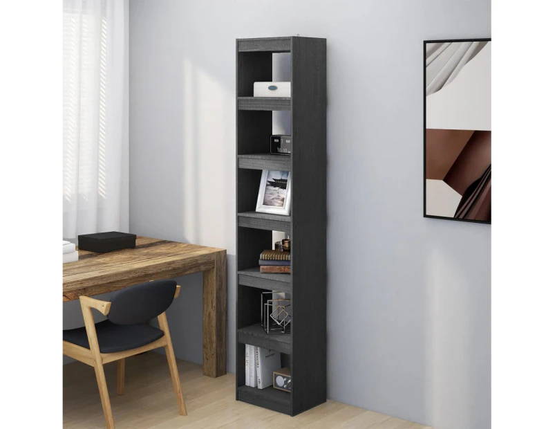 Solid Pinewood Book Cabinet/Room Divider Grey Wooden Storage Furniture - Grey