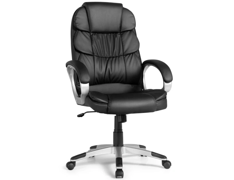 Giantex Ergonomic Leather Office Chair High Back Executive Task Chair w/Adjustable Height & Armrest & Rolling Wheels, Black