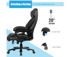 Giantex Executive Office Chair PU Leather Chair Ergonomic Swivel Chair w/Adjustable Height & Thick Foam Cushion Seat, Black
