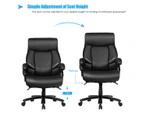 Giantex Executive Office Chair PU Leather Chair Ergonomic Swivel Chair w/Adjustable Height & Thick Foam Cushion Seat, Black