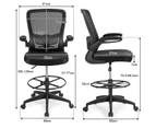 Giantex Drafting Chair Adjustable Tall Office Chair w/ Flip-Up Armrest & Foot Ring 360° Swivel Design Breathable Mesh Fabric,Black