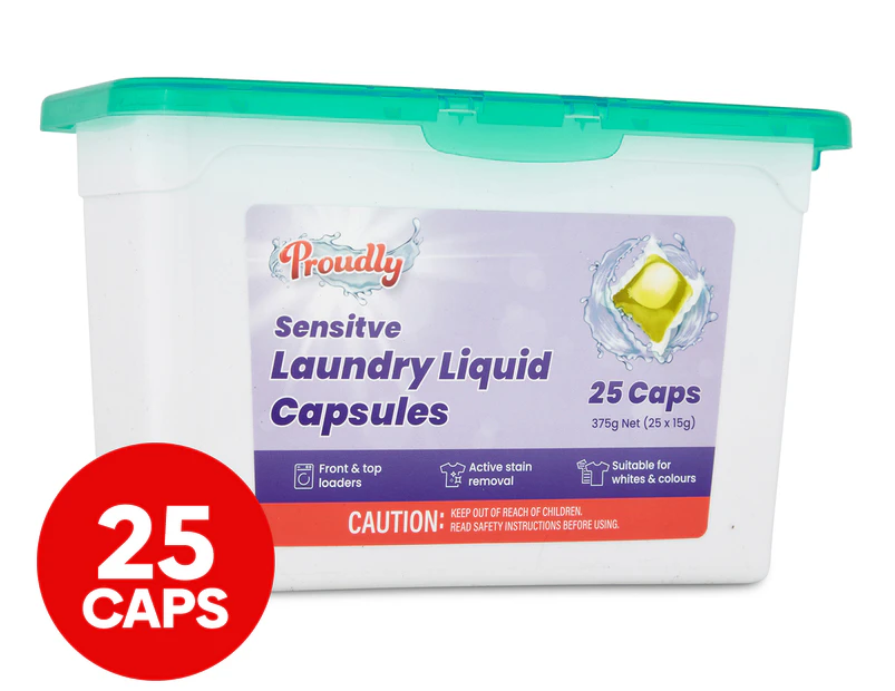 Proudly Sensitive Laundry Front & Top Loader Liquid Capsules 25 Caps