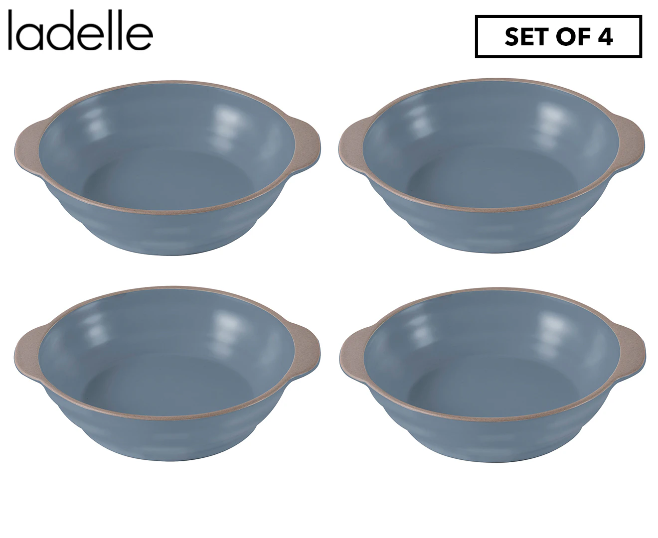 4pc Ladelle Clyde 17cm Forget-Me-Not Blue Gratin Oven Baking Dish Stoneware Bowl