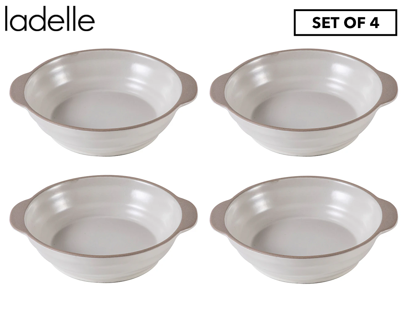 4pc Ladelle Clyde 17cm Coconut Gratin Round Baking Dish Stoneware Bakeware Bowl