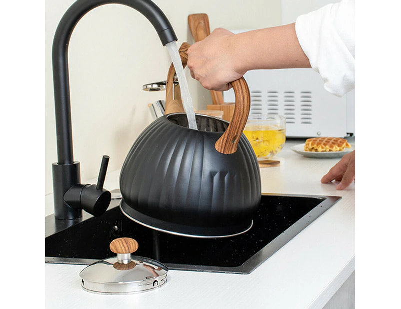 3.5L Black Whistling Tea Kettle Teapot Water Kettle Stainless Steel Durable
