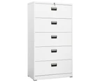 Filing Cabinet White Steel Office Drawer Storage Organiser Furniture - White