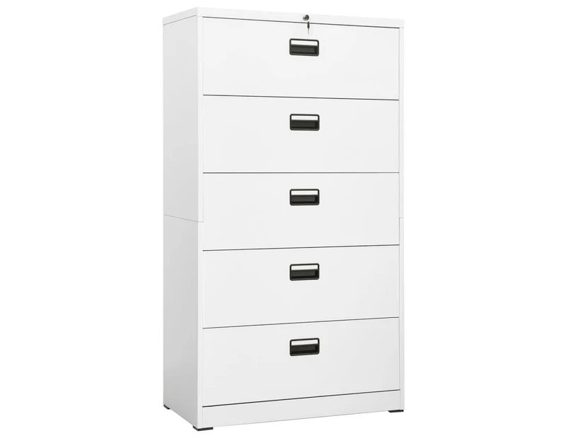 Filing Cabinet White Steel Office Drawer Storage Organiser Furniture - White