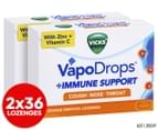 2 x Vicks VapoDrops + Immune Support Orange 36pk 1