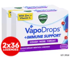 2 x Vicks VapoDrops + Immune Support Lozenges Blackcurrant 36pk