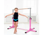 Costway Gymnastics Bar Kids Junior Training Bar Horizontal Kip Bar Sports Adjustable Height Home Gym Equipment, Pink