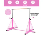 Costway Gymnastics Bar Kids Junior Training Bar Horizontal Kip Bar Sports Adjustable Height Home Gym Equipment, Pink