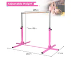 Costway Gymnastics Bar Kids Junior Training Bar Horizontal Kip Bar Sports Adjustable Height Home Gym Equipment, Pink