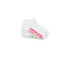 3 x Bonds Kids Girls Cushioned Low Cut Sports White 01K Nylon/Polyester - White with Hot Pink/Pink/Green