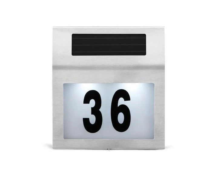 Solar Powered House Number LED Light - Stainless Steel