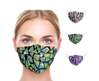Beakey 3Packs 3D Reusable Breathable Adjustable Cloth Face Masks Glitter Sequin Face Cover-B