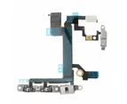 Power Volume Buttons Silent Switch Flex Cable w/ Metal Bracket for   5s