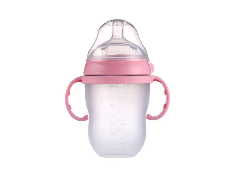 Geniwo Baby Bottle Breastmilk Wide Neck Soft Silicone Feeding Container  Pink 250ML