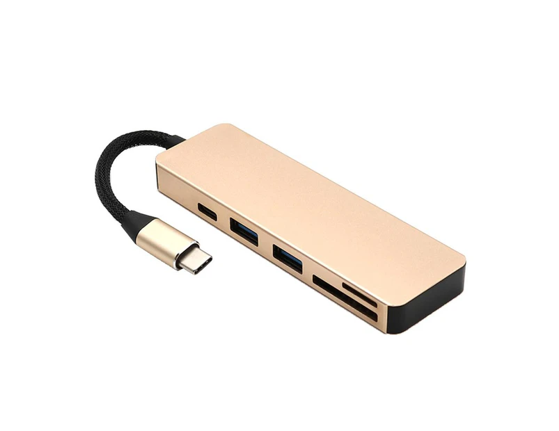 Multi-function   USB C 3.0 Type-C Hub Adapter SD/TF Memory Card Reader Gold